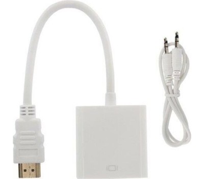 Переходник REXANT (17-6936) Переходник штекер HDMI - гнездо VGA, провод + шнур 3,5мм белый