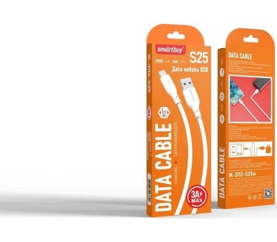 Кабель SMARTBUY (iK-3112-S25w) S25 Type C белый, 3А,soarer,TPE, 1 м