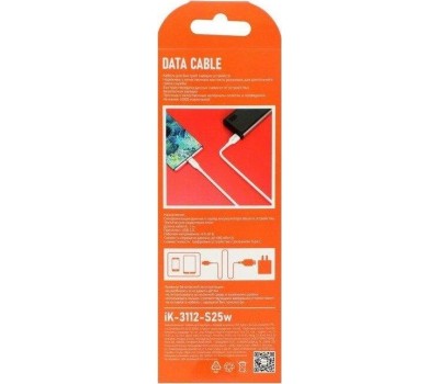 Кабель SMARTBUY (iK-3112-S25w) S25 Type C белый, 3А,soarer,TPE, 1 м