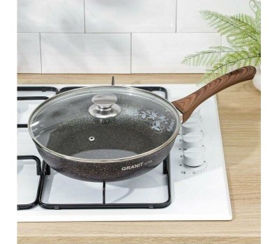 Сковорода KUKMARA сгг261а а/пр литая 26см стекл/кр Granit ultra blue