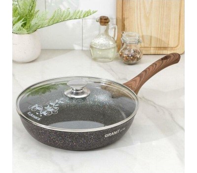 Сковорода KUKMARA сгг261а а/пр литая 26см стекл/кр Granit ultra blue