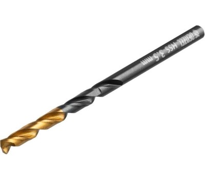 Сверло DENZEL Сверло по металлу, 3,5 мм, HSS-Tin, Golden Tip, 10 шт. 717207