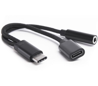 Переходник АТОМ (31042) USB Type-C-3,5 Jack/USB Type-C, черный