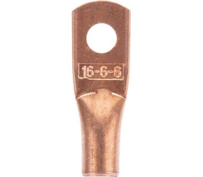 Наконечник REXANT Наконечник медный ТМ 16-6-6 (16мм² - Ø6мм) (в упак. 100 шт.)