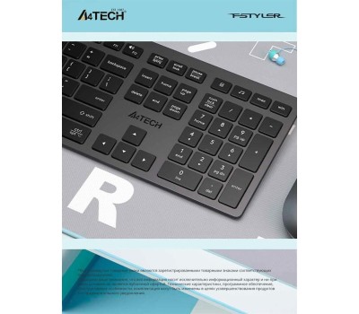 A4TECH Клавиатура Fstyler FX50, проводная, USB, ножничная, серый [fx50 grey]