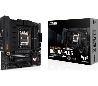 ASUS TUF GAMING B650M-PLUS (Socket AM5, mATX, 4xDDR5(128GB), DP/HDMI, 2xPCIe 4.0x16/2xPCIe 4.0, 1xLAN (2.5GbE), 4xSATA 6Gb/s, 3xM.2, 1xType-C, 3xUSB 3.2, 4xUSB 2.0)