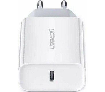 UGREEN Набор адаптер и кабель USB-C - Lightning CD137 (50698) PD Fast Charger 20W + USB-C to Lightning Cable EU. Цвет: белый