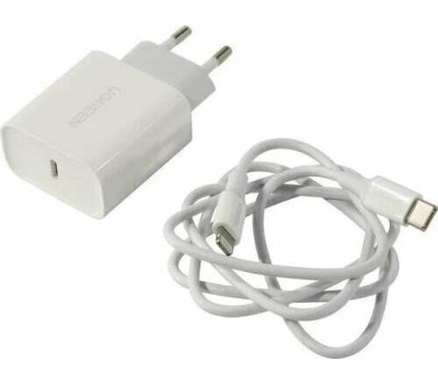 UGREEN Набор адаптер и кабель USB-C - Lightning CD137 (50698) PD Fast Charger 20W + USB-C to Lightning Cable EU. Цвет: белый