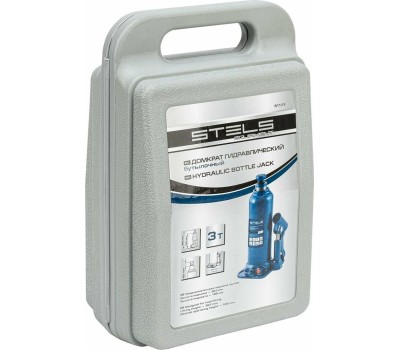 Домкрат STELS Домкрат гидравлический бутылочный, 3 т, h подъема 188-363 мм, в пластиковом кейсе 51173