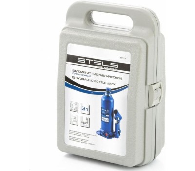 Домкрат STELS Домкрат гидравлический бутылочный, 3 т, h подъема 188-363 мм, в пластиковом кейсе 51173