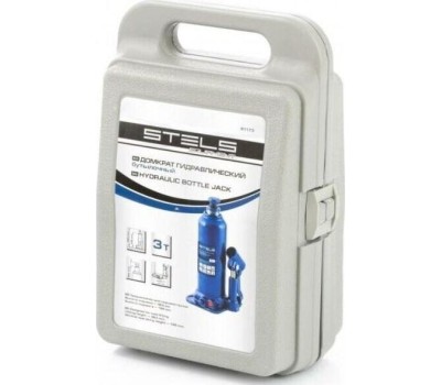 Домкрат STELS Домкрат гидравлический бутылочный, 3 т, h подъема 188-363 мм, в пластиковом кейсе 51173
