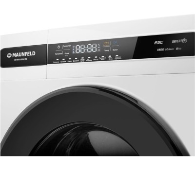 Стиральная машина MAUNFELD Стиральная машина MFWM148WH01, с фронтальной загрузкой, 8кг, 1400об/мин, инверторная