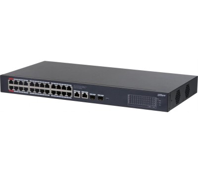 Коммутатор DAHUA DH-CS4228-24GT-240 24-портовый гигабитный PoE коммутатор с функцией облачного управления, 24xRJ45 1Gb PoE, 2xRJ45 1Gb uplink, 2xSFP 1Gb; суммарно 240Вт, коммутация 56 Гбит/с, MAC-таблица 8К