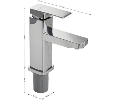 GFmark - Смеситель на раковину, шаровый, из высокопрочного пластика АБС, квадратный корпус, модель Элегант, цвет ХРОМ. 5976