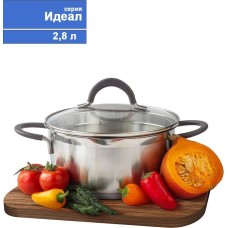 Кастрюля TIMA ИДЕАЛ 2,8л, с 2-мя носиками, с крышкой, с силикон. ручками ID-2028