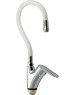 Смеситель для кухни BRIMIX 3274 Смеситель кухонный, шаровый, боковой, ручка с белой мозаикой, с гибким изливом БЕЛОГО цвета