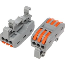 Клемма REXANT (07-5238-05) Клемма СМК 222-423D проходная 3-полюсная, с креплением на DIN-рейку (0,08-4 мм ), серая (5 шт./уп.)