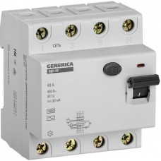 IEK Выключатель дифф. тока (УЗО) ВД1-63 Generica (MDV15-4-040-030) 40A 4.5кА 4П 400В 4 модуля серый (упак.:1шт)