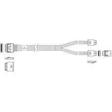 JPC Кабель P5251DR01000-1 Cable OCuLink x8 80P (прямой Straight Type) -TO- 2x OCuLink x4 42P (прямой Straight Type) , 85 Ohm, L:100cm