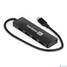 Exegate EX296929RUS USB-Хаб (концентратор) 4-в-1 ExeGate DUB-4CP/3 (кабель-адаптер USB Type C --> 4xUSB3.0, Plug&Play, черный)
