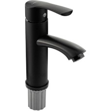 САНАКС - Смеситель для раковины, из нержавеющей стали марки 304, с алюминиевым основанием, цвет ЧЕРНЫЙ. 13075