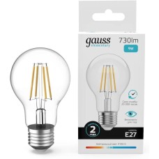GAUSS Лампа филам. Filament 9Вт цок.:E27 груша 220B св.свеч.бел.нейт. (упак.:10шт) (22229)