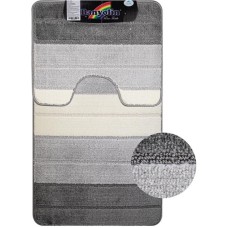 САНАКС - Коврик в ванную СИЛЬВЕР двойной, СЕРЫЙ, полосы, 60х100 + 50х60 см, 100% полиэстер. 00201