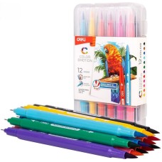 DELI Фломастеры EC151-12 Color Emotion 12цв. пластиковая коробка (12шт.)
