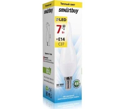 Светодиодная (LED) Лампа SMARTBUY (SBL-C37Tip-07-30K-E14) 7W/3000/E14