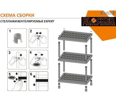Этажерка BLOCKER Стеллаж вентилируемый BLOCKER EXPERT 90*45 5 полок черный BR3805ЧР