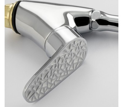 Смеситель для кухни BRIMIX 3274 Смеситель кухонный, шаровый, боковой, ручка с белой мозаикой, с гибким изливом БЕЛОГО цвета