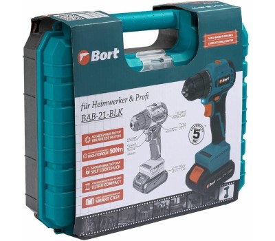 Дрель-шуруповерт BORT BAB-21-BLK (2X1,5AH)