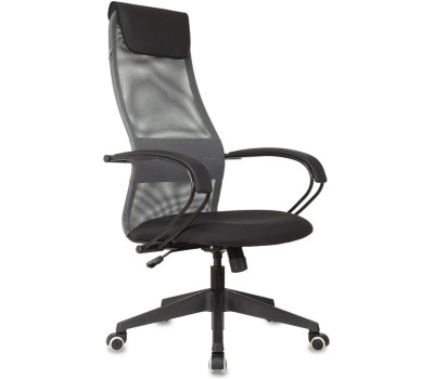 БЮРОКРАТ Кресло руководителя CH-607, на колесиках, сетка/ткань, серый/чёрный ch-607/dgrey