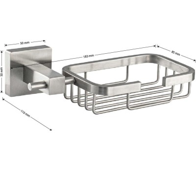 Аксессуары для ванной комнаты GFMARK 87007 Мыльница металлическая, решётка, с креплением к стене, из нержавеющей стали, с квадратным основанием, цвет САТИН