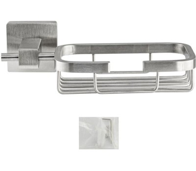 Аксессуары для ванной комнаты GFMARK 87007 Мыльница металлическая, решётка, с креплением к стене, из нержавеющей стали, с квадратным основанием, цвет САТИН