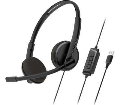 CREATIVE Гарнитура HS-220, для контактных центров, накладные, проводные, черный [51ef1070aa000]