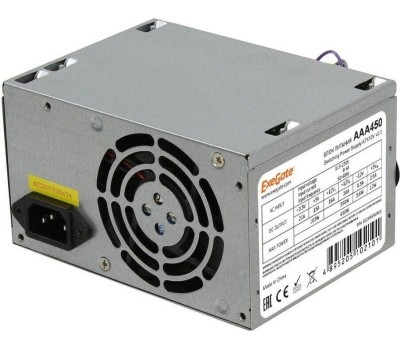 Exegate ES259591RUS-PC Блок питания 450W ExeGate AAA450 (ATX, PC, 8cm fan, 24pin, 4pin, 2xSATA, IDE, кабель 220V в комплекте)