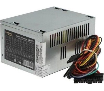 Exegate ES259591RUS-PC Блок питания 450W ExeGate AAA450 (ATX, PC, 8cm fan, 24pin, 4pin, 2xSATA, IDE, кабель 220V в комплекте)