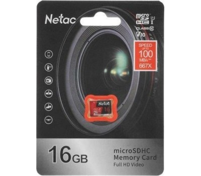 Карта памяти NETAC Карта памяти microSDHC UHS-I U1 P500 Eco 16 ГБ, 90 МБ/с, Class 10, NT02P500ECO-016G-R, 1 шт., с адаптером