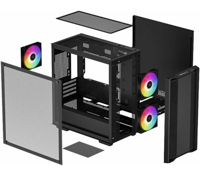 Корпус для ПК DEEPCOOL Корпус mATX CC360 ARGB, Micro-Tower, без БП, черный [r-cc360-bkapm3-g-1]