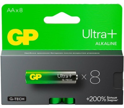 Батарейки GP AA Батарейка Ultra Plus Alkaline 15AUPA21-2CRB8, 8 шт