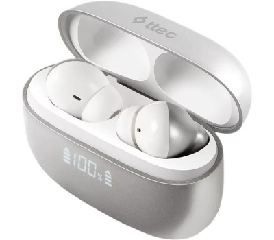 TTEC Наушники беспроводные AirBeat Pro ANC LCD TWS Bluetooth Headset. Цвет: серый