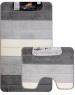 САНАКС - Коврик в ванную СИЛЬВЕР двойной, СЕРЫЙ, полосы, 60х100 + 50х60 см, 100% полиэстер. 00201