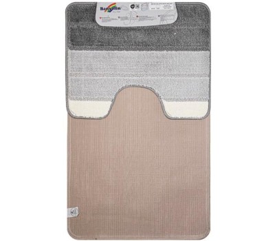 САНАКС - Коврик в ванную СИЛЬВЕР двойной, СЕРЫЙ, полосы, 60х100 + 50х60 см, 100% полиэстер. 00201