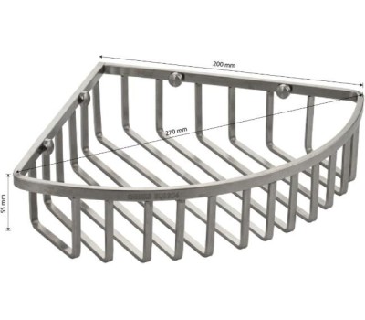 САНАКС - Полочка угловая, овальная, одинарная 20 см, плоские прутья, из нержавеющей стали, матовая 75050