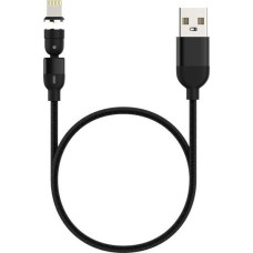 КАБЕЛЬ USB MICRO / MINI MAXVI MCm-02L черный , USB-A - Lightning, 2A, магнитный разъем, LED