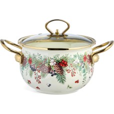 Кастрюля AGNESS 943-083 CELEBRATION эмал. со стекл.крышкой 2.0л 18*11см