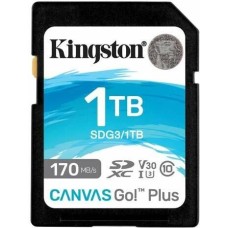 Карта памяти KINGSTON Карта памяти SDXC UHS-I U3 Canvas Go Plus 1024 ГБ, 170 МБ/с, Class 10, SDG3/1TB, 1 шт., без адаптера