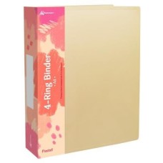 БЮРОКРАТ Папка панорама на кольцах Pastel PAST0740/4RYEL, 4шт колец, О-образные, A4, 40мм корешок, пластик, 0.7мм, желтый