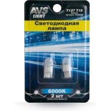 Лампа автомобильная AVS T127 T10/белый/ (W2.1x9.5d) 1SMD 3030 12V 1W блистер 2 шт